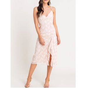 Lush Blush Lace Midi Dress M